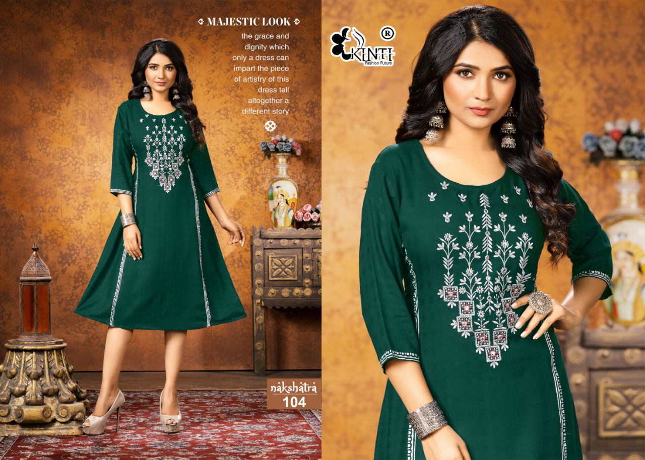 Nakshatra By Kinti Long Designer Embroidery Kurtis Catalog